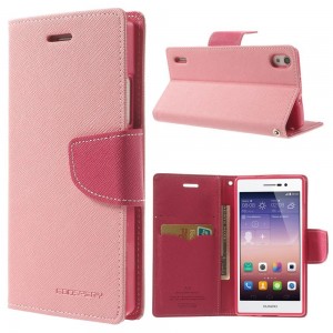 Huawei Ascend P7 - etui na telefon i dokumenty - Fancy różowe