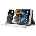 HTC Desire 500 Portfel Etui – Litchi Białe