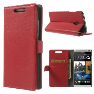 HTC Desire 500 - etui na telefon i dokumenty - Litchi czerwone