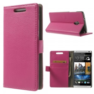 HTC Desire 500 - etui na telefon i dokumenty - Litchi różowe