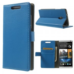 HTC Desire 500 - etui na telefon i dokumenty - Litchi niebieskie