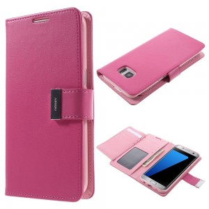 Samsung Galaxy S7 Edge - etui na telefon i dokumenty - Rich Diary różowe