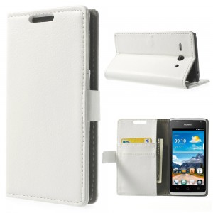Huawei Ascend Y530 - etui na telefon i dokumenty - Litchi białe
