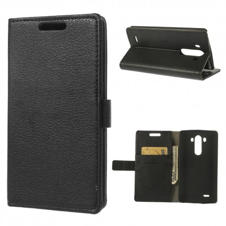 LG G3 - etui na telefon i dokumenty - Litchi leather czarne