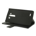 LG G3 Black Litchi Leather Wallet Flip Case