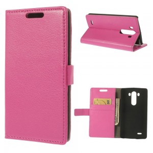 LG G3 - etui na telefon i dokumenty - Litchi różowe