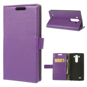 LG G3 - etui na telefon i dokumenty - Litchi purpurowe