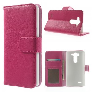 LG G3 S - etui na telefon i dokumenty - Litchi różowe V