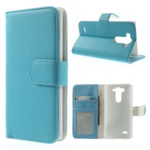 LG G3 S - etui na telefon i dokumenty - Litchi niebieske