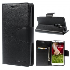 LG G2 - etui na telefon i dokumenty - Sonata czarne