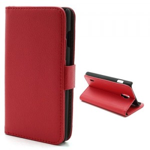 LG Optimus L7 II P710 - etui na telefon i dokumenty - Litchi czerwone
