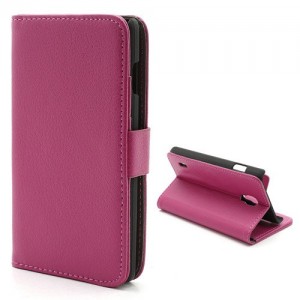 LG Optimus L7 II P710 - etui na telefon i dokumenty - Litchi różowe