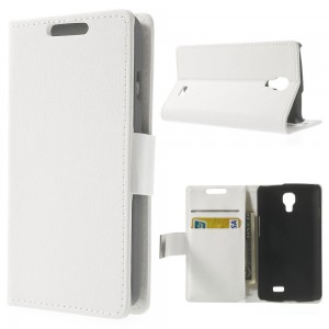LG F70 - etui na telefon i dokumenty - Litchi białe