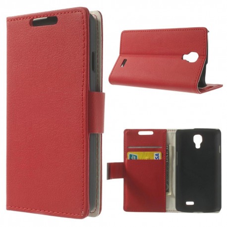 LG F70 - etui na telefon i dokumenty - Litchi czerwone