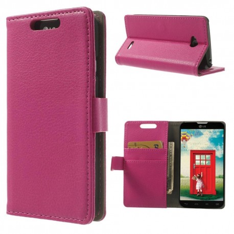LG L70 - etui na telefon i dokumenty - Litchi różowe