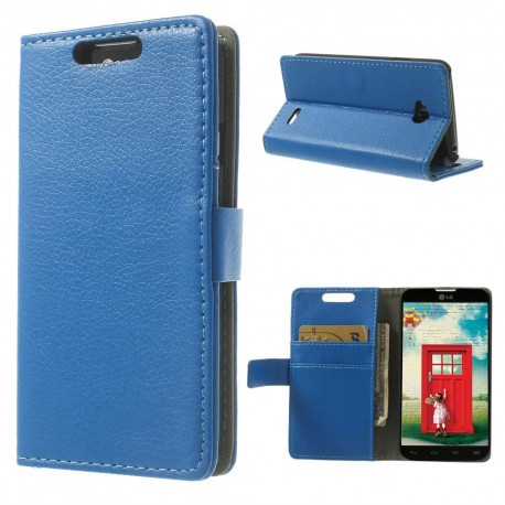 LG L70 - etui na telefon i dokumenty - Litchi niebieskie