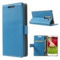 LG G2 Mini - etui na telefon i dokumenty - Litchi niebieskie