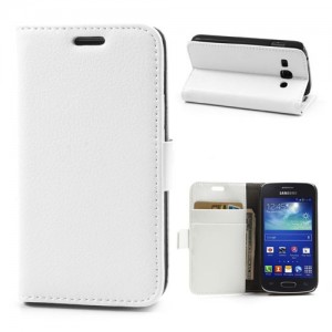 Samsung Galaxy Ace 3 - etui na telefon i dokumenty - Lychee białe