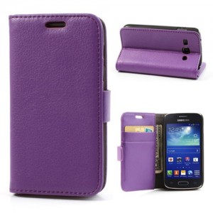 Samsung Galaxy Ace 3 - etui na telefon i dokumenty - Lychee purpurowe