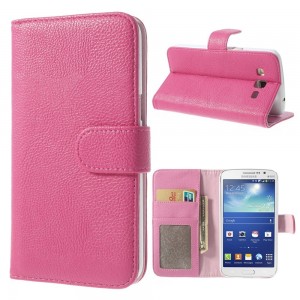 Samsung Galaxy Grand 2 - etui na telefon i dokumenty - Litchi różowe