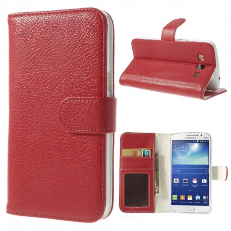 Samsung Galaxy Grand 2 - etui na telefon i dokumenty - Litchi czerwone