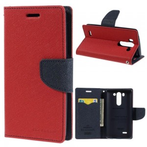 LG G3 S - etui na telefon i dokumenty - Goospery Fancy czerwone