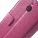 HTC Desire 510 Portfel Etui – Ciemny Różowy Litchi
