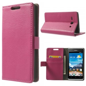 Huawei Ascend Y530 - etui na telefon i dokumenty - Litchi różowe