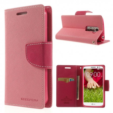 LG G2 Mini - etui na telefon i dokumenty - Fancy Goospery różowe