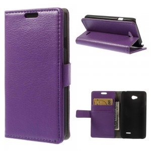 LG L65 - etui na telefon i dokumenty - Litchi purpurowe