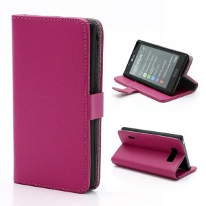 LG Optimus L7 P700 - etui na telefon i dokumenty - Litchi różowe
