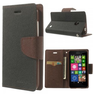 Nokia Lumia 630 / 635 - etui na telefon i dokumenty - Fancy czarne / brązowy