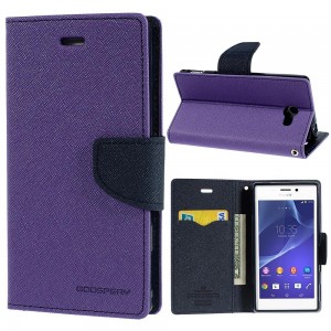 Sony Xperia M2 - etui na telefon i dokumenty - Fancy purpurowe