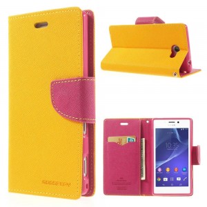 Sony Xperia M2 - etui na telefon i dokumenty - Fancy żółte