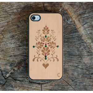 Apple iPhone 4 / 4S Etui Drewno Diamenty - Ornament