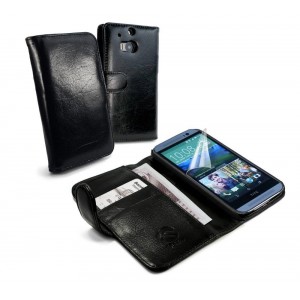 HTC One M8 - etui skórzane na telefon i dokumenty - Tuff-Luv czarne