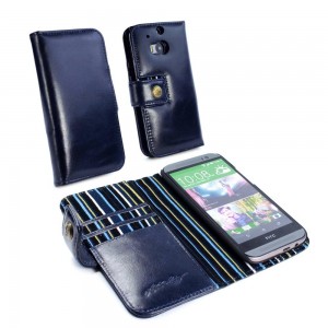 HTC One M8 - etui skórzane na telefon i dokumenty - Alston Craig Royal niebieskie