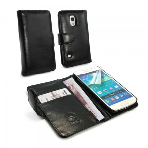 Samsung Galaxy S5 Mini - etui skórzane na telefon i dokumenty -Tuff-Luv czarne